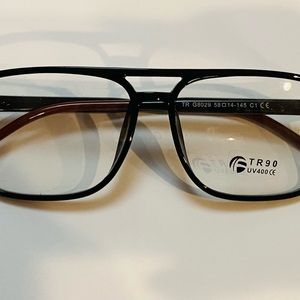 TR90 TRG8029 Black Square Aviator 58/14 Eyeglass Frame